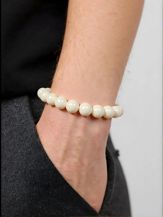 White Jade Bodhi Seed Bracelet (12mm）