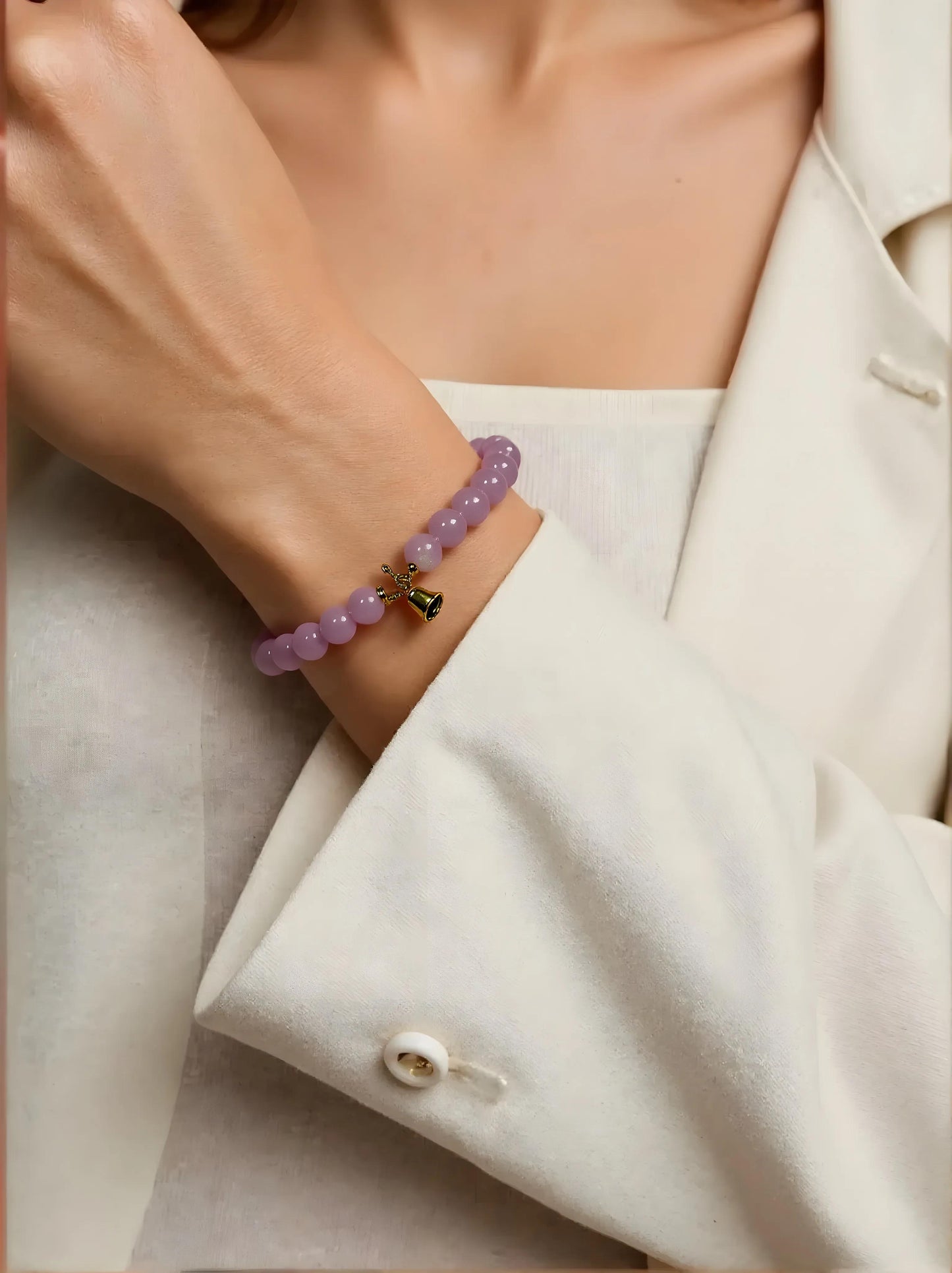 Natural Rose Quartz Lily of the Valley Bracelet