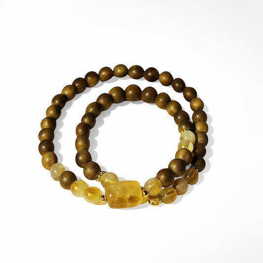 Natural Crystal & Agarwood Bracelet