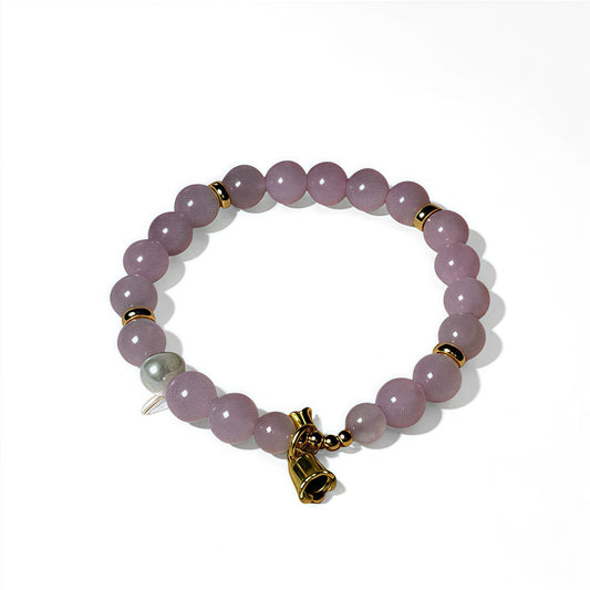 Natural Rose Quartz Lily of the Valley Bracelet