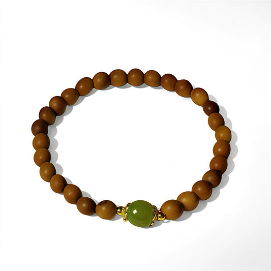 Sandalwood & Hetian Jade Bracelet (6mm)