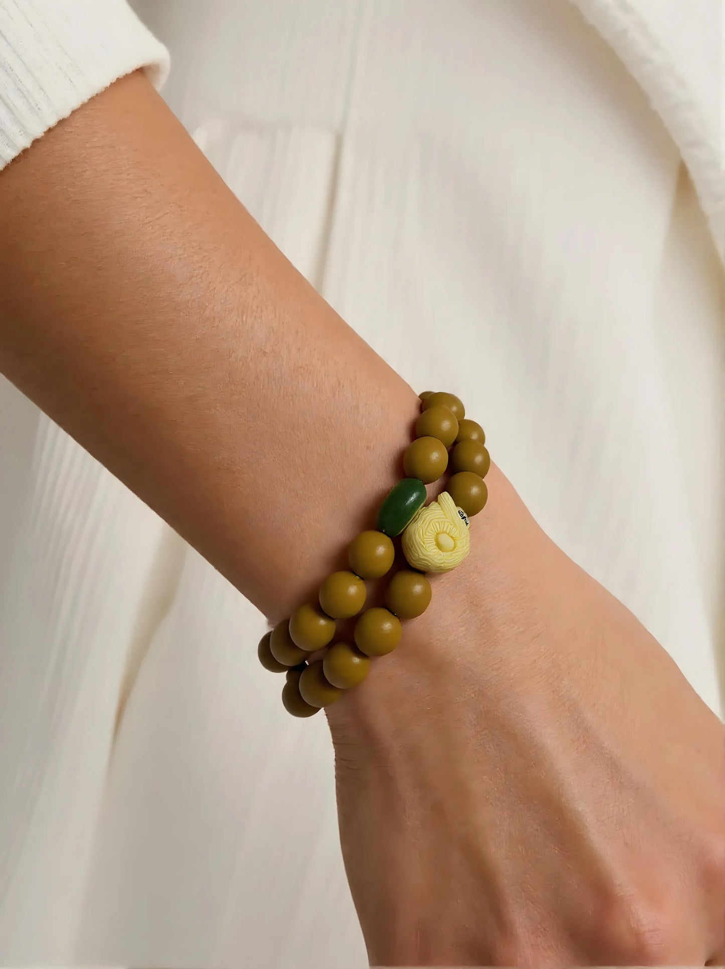 White Jade Bodhi Seed Bracelet