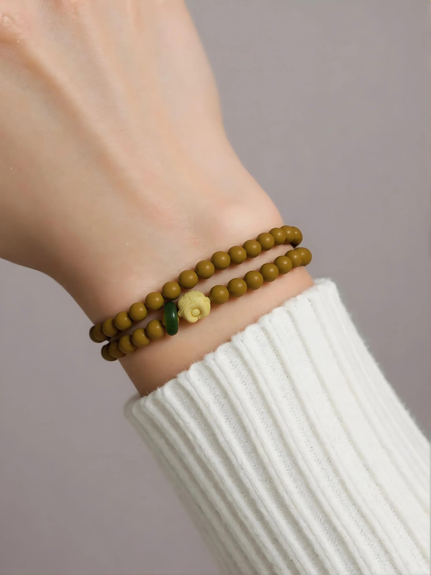 White Jade Bodhi Seed Bracelet